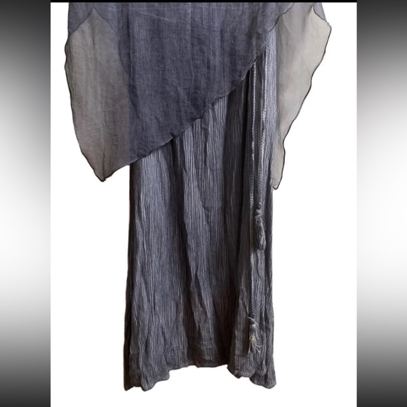 SOFT SURROUNDINGS - Flowy Overlay Cape Dress Grey Tassel Tied Size M NWT￼ - Picture 3 of 9